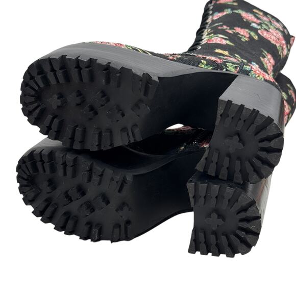 Current Mood Dolls Kill Platform Boots Tapestry Floral SZ 7 Womens Dark Romantic - Picture 12 of 12